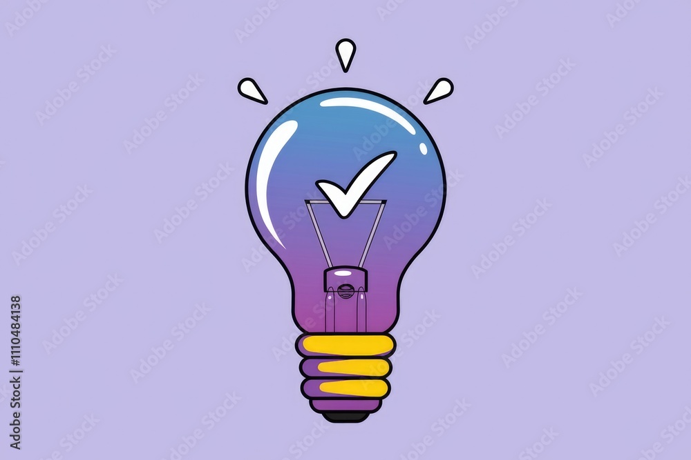 Leinwandbilder a lightbulb with a checkmark inside symbolizing a brilliant idea and successful completion.