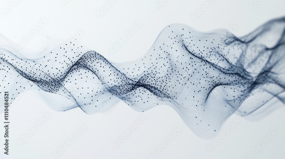 Fototapete nodes and lines arranged in a fluid, wave-like pattern, conveying motion and innovation on a minimal