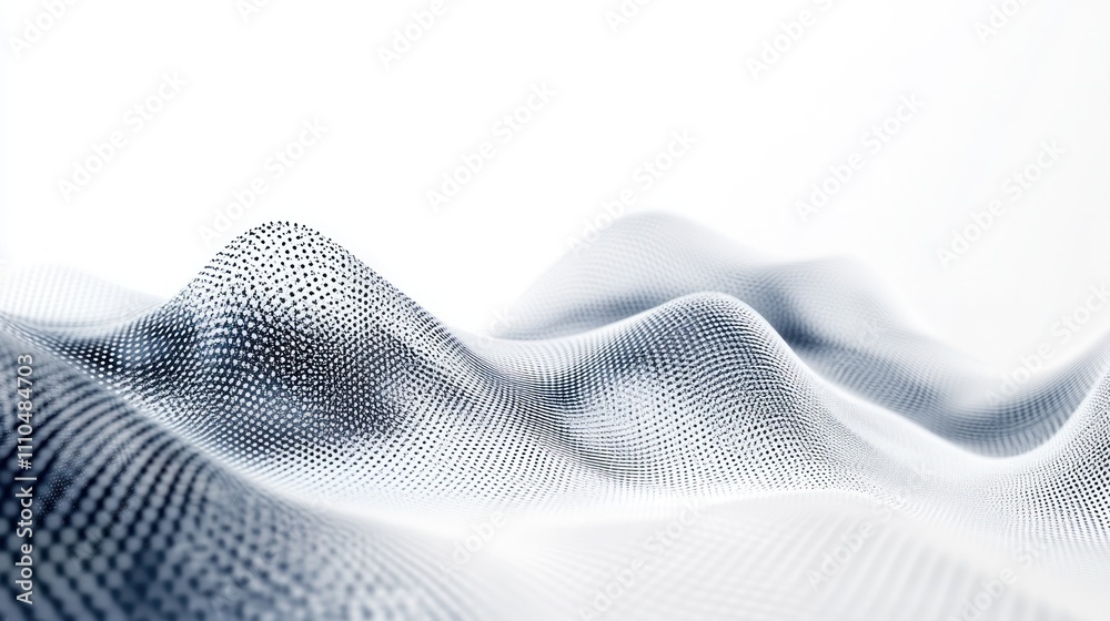 Fototapete nodes and lines arranged in a fluid, wave-like pattern, conveying motion and innovation on a minimal