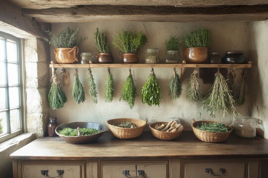 Harvesting fresh herbs in a rustic kitchen a culinary journey into nature's bounty home decor inspiration and healthy living insights in a cozy environment