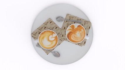 coffee for two cups with white background