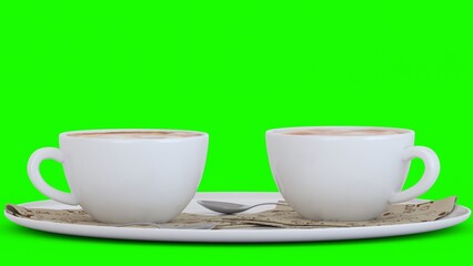 coffee for two cups with green background