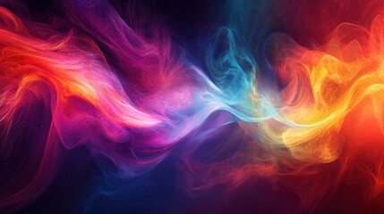 Fototapeta premium flame, with vibrant colors swirling in a dark background, creating an ethereal glow. The flame appears