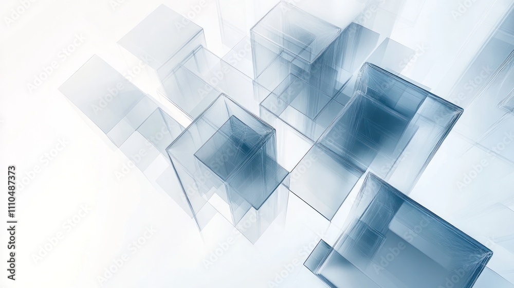 Fototapete building blocks interconnected with translucent geometric shapes,