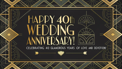 Elegant 40th wedding anniversary card with floral patterns