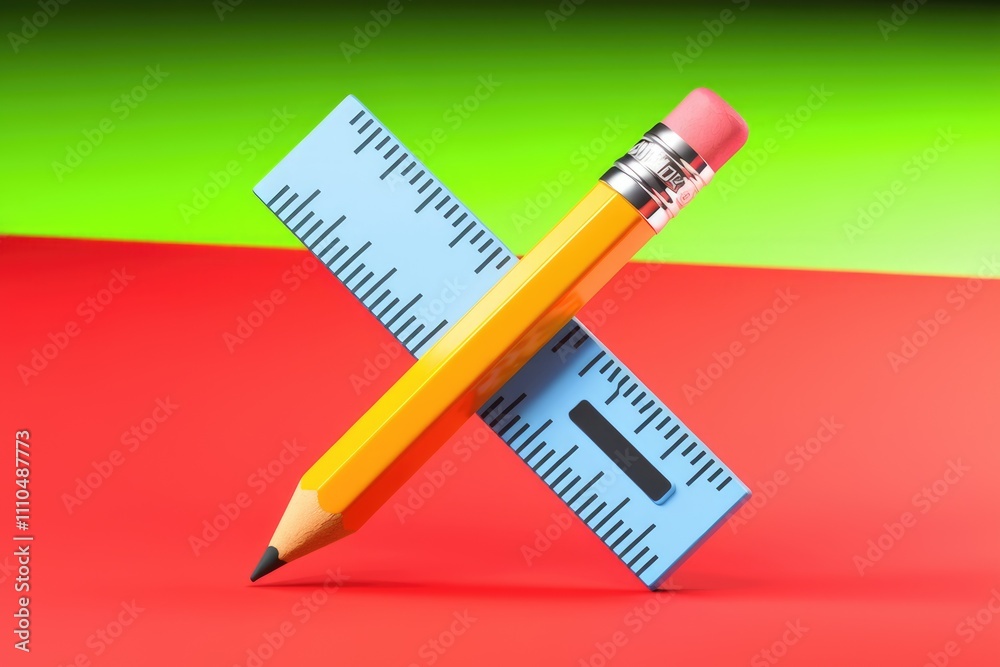 Poster A pencil and ruler crossed  symbolizing precision and accuracy in design and measurement.
