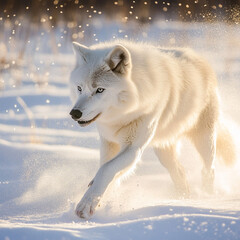 Obraz premium White Wolf in a Snowy Winter Wonderland