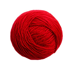 round ball of red yarn isolated on white background