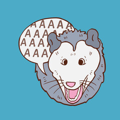 portrait illustration of possum, possum screams from stress doodle