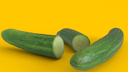 cucumber with yellow background
