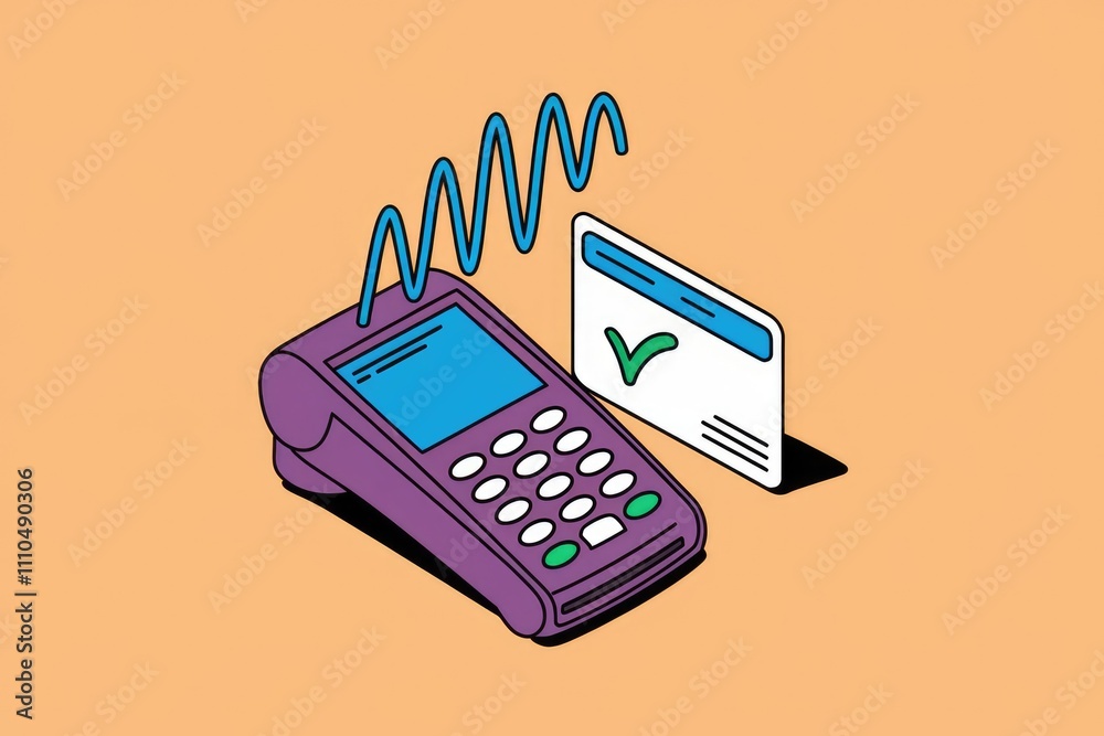 Aufkleber Wireless payment processing with POS terminal and contactless credit card.