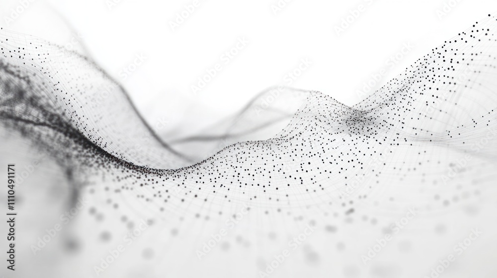 Poster an intricate network of glowing lines and particles representing quantum data transfer in a sleek,