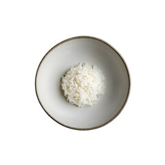 Bowl of Freshly Cooked White Rice isolated on white background