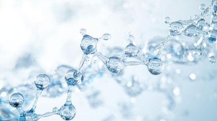 Futuristic depiction of water molecules interacting with energy waves, creating a visual fusion