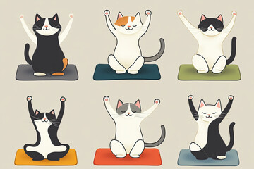 Naklejka premium a set of cats yoga