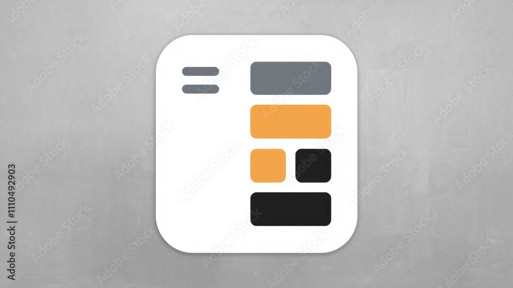 Leinwandbilder A simple app interface design with grey  black  and orange color blocks.