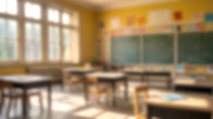 Abstract blurred school Background. blurry room with bookshelves, and chairs by defocused effect. Use it as a background or backdrop for back-to-school or education concepts.