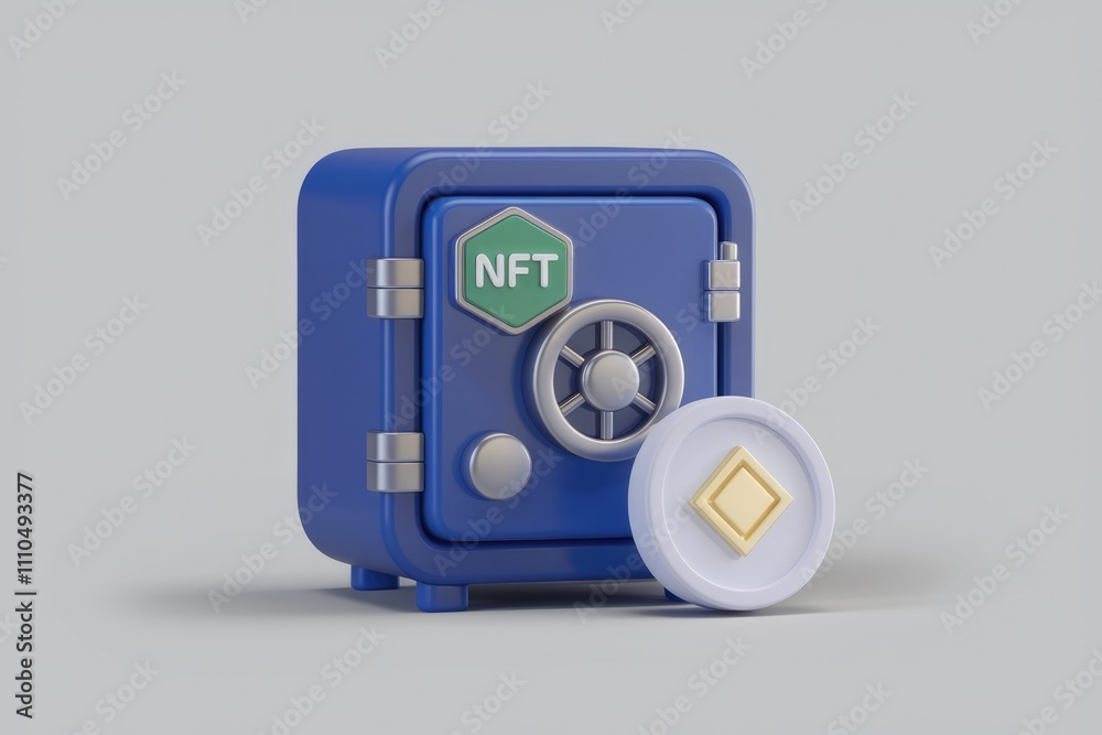 Poster Secure digital asset storage with NFT and cryptocurrency token.