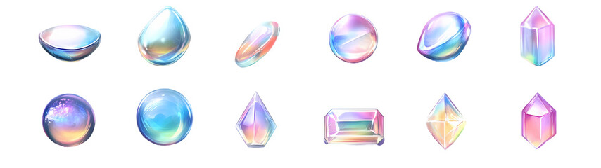 Obraz premium Shape liquid drops with colorful gradient. Abstract 3d fluid objects geometric shape. vector illustration