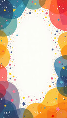 Festive abstract background with a multi-colored frame and stars. Image generated by neural network