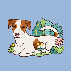 illustration portrait of jack russell terrier, parson terrier doodle 