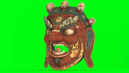 mahakala mask with green background