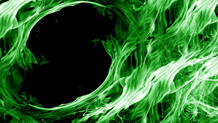 black background with green smoke