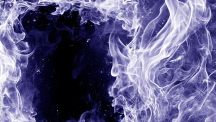 black background with purple colored smoke