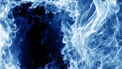 black background with blue colored smoke
