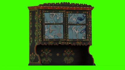 painted folk cupboard the adjustment with green background