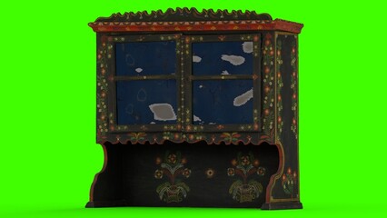 painted folk cupboard the adjustment with green background