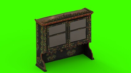 painted folk cupboard the adjustment with green background