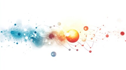 numbers floating in space with a particle cloud and atomic structures