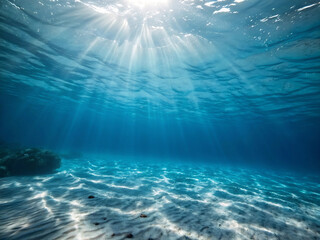 Naklejka premium underwater view of a coral reef with sunlight shining through the water5