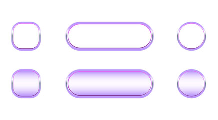 Purple Web Buttons Set Bright Gradient Colors Different Shapes Empty Web App Button Collection Vector Illustration on White Background