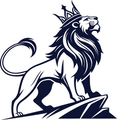 King Lion Logo Design Vector 