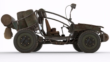 post apocalyptic vehicle with white background