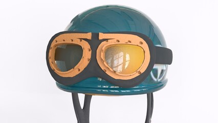 vintage motorcycle helmet with white background