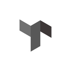 letters t gradient simple geometric 3d flat logo vector