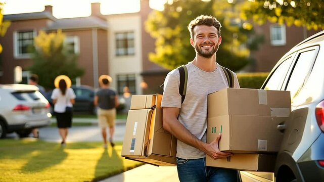 Parent Assisting College Student Moving into Dormitory