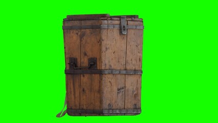 wooden box with green background