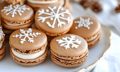 Fototapeta premium Gingerbread spiced macarons, Generative AI 