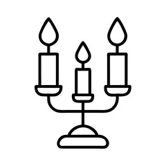 Obraz premium candle holder Outline Icon, christmas icon - Black outline icon of candle holder symbolizing Christmas, holidays, and festive in simple design.