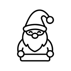 christmas gnome Outline Icon, christmas icon - Black outline icon of christmas gnome symbolizing Christmas, holidays, and festive in simple design.