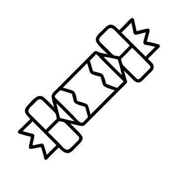 recommend clip art: christmas cracker Outline Icon, christmas icon - Black outline icon of christmas cracker symbolizing Christmas, holidays, and festive in simple design.