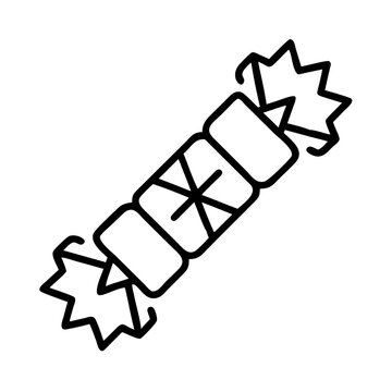 recommend clip art: christmas cracker Outline Icon, christmas icon - Black outline icon of christmas cracker symbolizing Christmas, holidays, and festive in simple design.