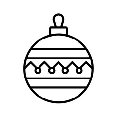 christmas ornament ball Outline Icon, christmas icon - Black outline icon of christmas ornament ball symbolizing Christmas, holidays, and festive in simple design.