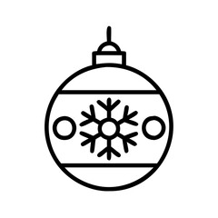 christmas ornament ball Outline Icon, christmas icon - Black outline icon of christmas ornament ball symbolizing Christmas, holidays, and festive in simple design.