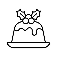 christmas pudding Outline Icon, christmas icon - Black outline icon of christmas pudding symbolizing Christmas, holidays, and festive in simple design.