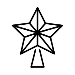 christmas star topper Outline Icon, christmas icon - Black outline icon of christmas star topper symbolizing Christmas, holidays, and festive in simple design.